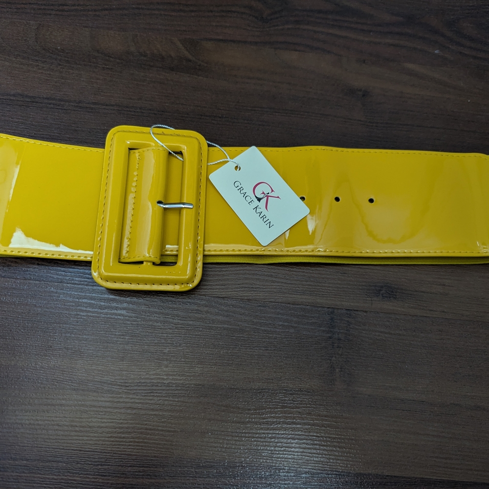 Grace Karin Vintage 3"  Yellow Stretchy Women's Belt